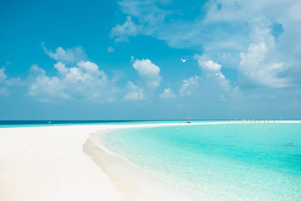 Tropical beach with white sand and turquoise water