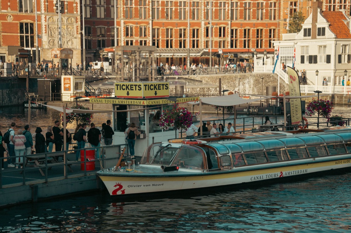 Tour boat with luggage and passengers