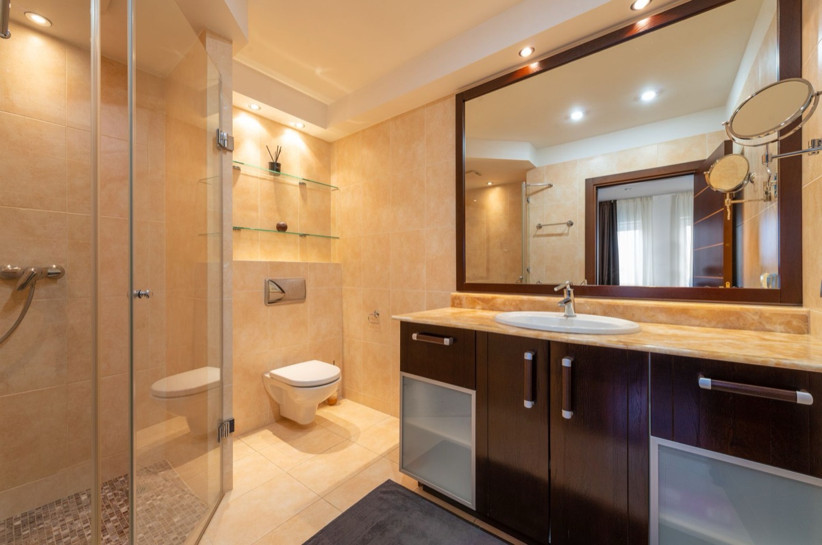 bathroom condo with stainless steel pipe
