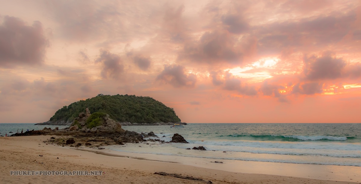 Phuket beach with sunset